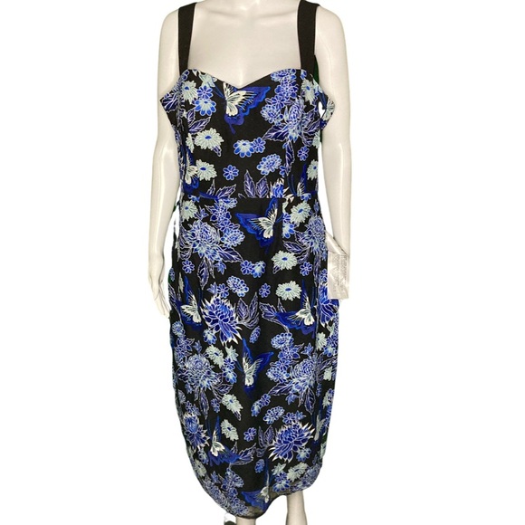 NWT Dress the Population Nicole Floral Cocktail Sheath Cobalt Multi Dress- Sz XL - Picture 3 of 10